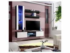 Ensemble meuble tv fly s2 avec led. Coloris noir et blanc. Meuble suspendu design pour votre salon.