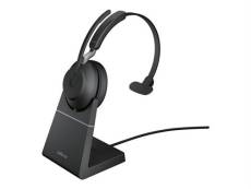 Jabra Evolve2 65 UC Mono - Micro-casque - sur-oreille - convertible - Bluetooth - sans fil - USB-C - isolation acoustique - noir - avec support de cha