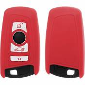 PhoneNatic Coque en Silicone clé Auto Rouge pour télécommande BMW X3 F25, X5 F15 und X6 F16 4 Touches Clé articulée à 4-Key
