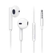 Ecouteurs Filaire avec Micro et Contrôle Oreillettes Audio Prise Jack 3,5mm Universel pour Android, IOS - Blanc [Toproduits®]