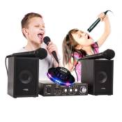 karaoké enfant ibiza sound star2mkii, 2x50w port usb/sd avec contrôles, jeu de lumière ovni multi led rvb