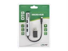 InLine OTG Cardreader with 3 Port USB Hub - Adaptateur de carte (SD, miniSD, SDHC, microSDHC, SDXC, miniSDXC) - micro USB 2.0