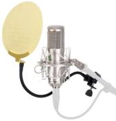 Pronomic CM-100S Studio microphone condensateur argenté SET incl. filtre anti-pop en or