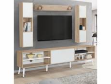 Ensemble meuble tv et étagères houston bois et blanc 180 cm