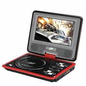 BW Lecteur DVD portable 7" avec fonction de jeu – Écran rotatif, écran couleur TFT, ebook, manette de jeu (rouge)