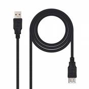 NanoCable 10.01.0202-BK - Câble rallonge USB 2.0, mâle-femelle, Noir, 1mts