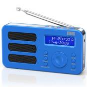 Radio Portable DAB FM RNT Numérique Digitale avec Batterie Rechargeable – August MB225 – Petit Poste Radio Réveil Portatif, Jack, Alarme - Bleu