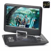 BW Lecteur DVD portable 13,3" : manette de jeu, télécommande, chargeur de voiture, écran pivotant, antenne