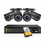 Anlapus 5MP H.265+ PoE Kit Caméra de Surveillance avec 8CH 5MP PoE NVR Enregistreur, Caméra Extérieure IP67, Vision Nocturne 20M, App Gratuite
