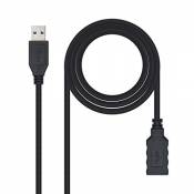 NANOCABLE 10.01.0902-BK - Câble d'extension USB 3.0, mâle-Femelle, Noir, 2mts