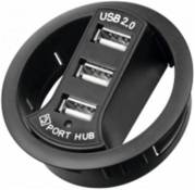 HUB USB 2.0, 3 ports, type rond encastrable
