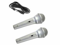 2 microphones chant karaoke conférence, musique dynamique unidirectionnel silver- câble xlr-xlr 3m