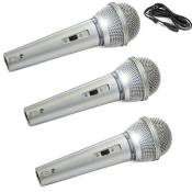 3 microphones chant karaoke conférence, musique dynamique unidirectionnel silver/ câble xlr-xlr 3m