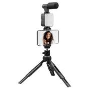 Pack vlogging Trépied et Microphone Jack 3-5mm et Projecteur LED Casr Streamer Mobile Pro