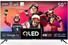 CHiQ TV intelligente U50QM8G - 50 pouces - UHD QLED avec HDR - Sans cadre et métallique
