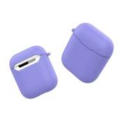 Coque en silicone couleurs de macaron avec charge violet pour votre Apple AirPods (2016)