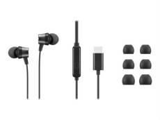Lenovo Go - Écouteurs avec micro - intra-auriculaire - noir - pour ThinkCentre M60q Chromebox; M70s Gen 3; M70t Gen 3; ThinkPad E14 Gen 3; P15v Gen 3