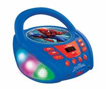 Lexibook- Marvel Spider-Man-Lecteur CD Bluetooth pour Enfants-Portable, Effets Lumineux, Entrée aux-in, Pile ou Secteur, Filles, Garçons, Bleu/Rouge,