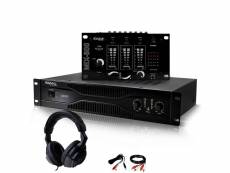 Pack sono dj amplificateur 500w ibiza sound sa500 + table de mixage mix800 + casque + câblages rca + pc