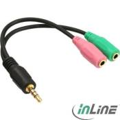 Cable Adaptateur Audio - Jack 3,5mm (M) 4 points vers 2x 3.5mm (F) - 99302I - 15cm