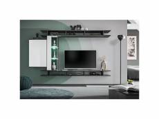 Ensemble meuble tv mural tony design couleur gris anthracite. Meuble de salon suspendu