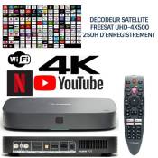 Décodeur satellite HD FREESAT UHD-4X500 HDME - 200 chaînes sat anglaises, 13 chaînes anglaises HD, sans abonnement, 250h enregistrement