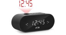 Frodi max - radio-réveil compact avec projecteur réglable, grand bouton de snooze/sleep, double alarme, écran xl, pile secours