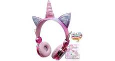 Jyps kids unicorn casque sans fil, écouteurs bluetooth pour filles, casques pour enfants mignons écouteurs roses pour anniversaire de filles cadeau de