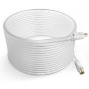 Câble Antenne TV Mâle Femelle Coxial 9.5mm PVC 10m LinQ Blanc