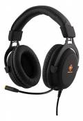 DELTACO GAMING - Casque Gaming PC/PS4/Switch/Xbox One - LED, Haut-parleurs stéréo 57mm, Cuir PU, Jack 2x3,5mm (Son, Micro) Molette Volume, LED Orange