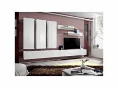Meuble tv fly e4 design, coloris blanc brillant. Meuble suspendu moderne et tendance pour votre salon.