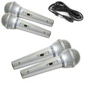 4 microphones chant karaoke conférence, musique dynamique unidirectionnel silver/ câble xlr-xlr 3m