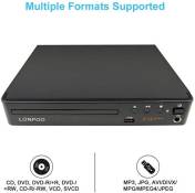 Lecteur DVD LONPOO Multi-Régions, port USB, port HDMI