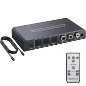 PROZOR DAC Convertisseur Audio Numérique/Analogique 192kHz 3 Toslink SPDIF Optique+1 Commutateur Coaxial vers Stéréo L/R 3.5mm RCA Adaptateur Audio Co