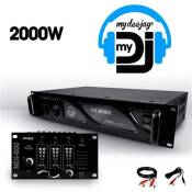 Amplificateur sono 2 x 1000W MY DEEJAY AX-2000 MyDj + table de mixage Dj SONO MIX800 Ibiza