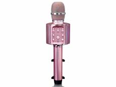 Microphone bluetooth pour karaoké avec enceinte et éclairage lenco rose BMC-090PK