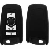 PhoneNatic Coque en Silicone clé Auto Noir pour télécommande BMW X3 F25, X5 F15 und X6 F16 4 Touches Clé articulée à 4-Key