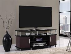 Ameriwood Home Carson Support TV d'angle pour téléviseurs jusqu'à 50, Cherry/Black, 50-in TV Stand