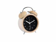 Horloge réveil rétro en bois bell - diam. 10 cm -