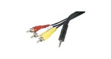 Cable jack video 3 x rca 2m