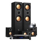 Pack Home-Cinéma - Evidence Acoustics EA950-BK - 5 enceintes 850W - Ampli 5.1 USB BT FM - 4 x75W, 3 x20W - Mini Strobe en Cadeau