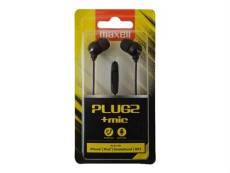 Maxell Plugz + Mic - Écouteurs avec micro - intra-auriculaire - filaire - jack 3,5mm - noir