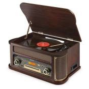 Fenton Memphis Platine vinyle Bluetooth DAB/FM - Bois foncé, lecteur CD/cassette, MP3, port USB lecture et enregistrement
