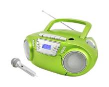soundmaster SCD5800GR Radio-lecteur CD FM USB, Cassette, Radiocassette avec microphone vert