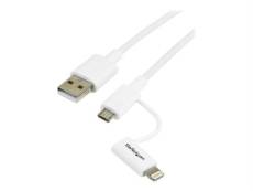 StarTech.com Câble Lightning 8 broches ou Micro USB vers USB de 1 m - Cordon de charge / synchronisation - Blanc (LTUB1MWH) - Câble de chargement / de