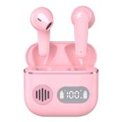 Ecouteurs sans fil Bluetooth YYK-750 Rose - commande tactile stéréo Hi-Fi, écouteurs antibruit ENC avec microphone