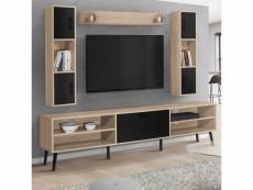 Ensemble meuble tv et étagères houston bois et noir 180 cm