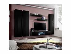 Ensemble meuble tv fly p1 avec led. Coloris noir. Meubles suspendus design pour votre salon.