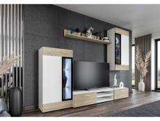 Furnix meuble multimédia Tinna meuble-paroi 4 éléments avec led 235cm blanc-sonoma