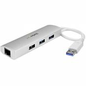 StarTech.com Hub USB 3.0 (5Gbps) portable à 3 ports avec Gigabit Ethernet - Câble intégré - Aluminium (ST3300G3UA)